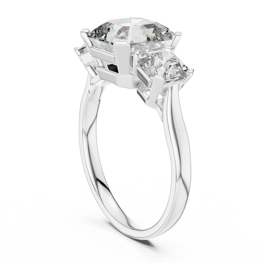 Princess Cut Three Stone Diamond Ring in Rose Gold