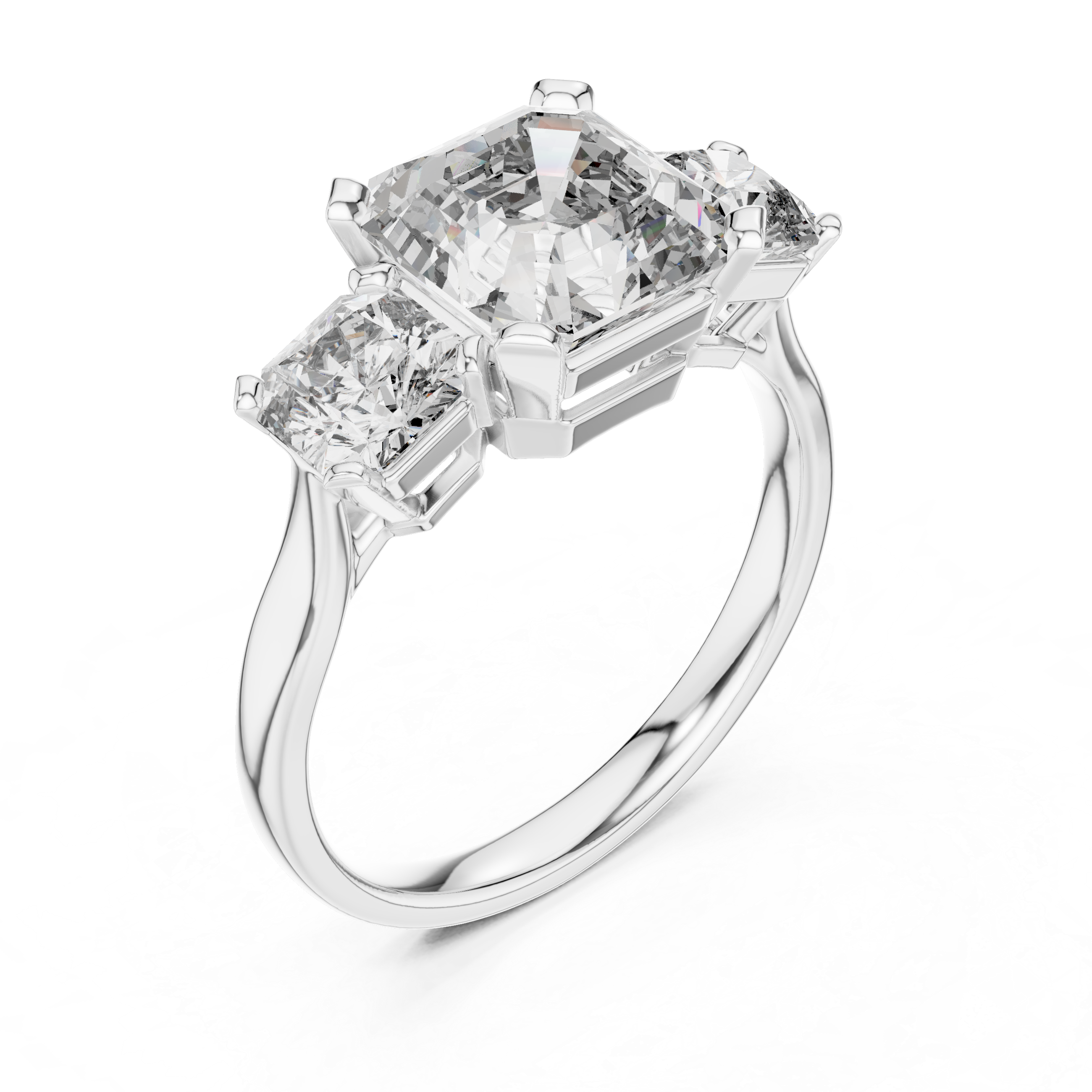 Princess Cut Three Stone Diamond Ring in Rose Gold