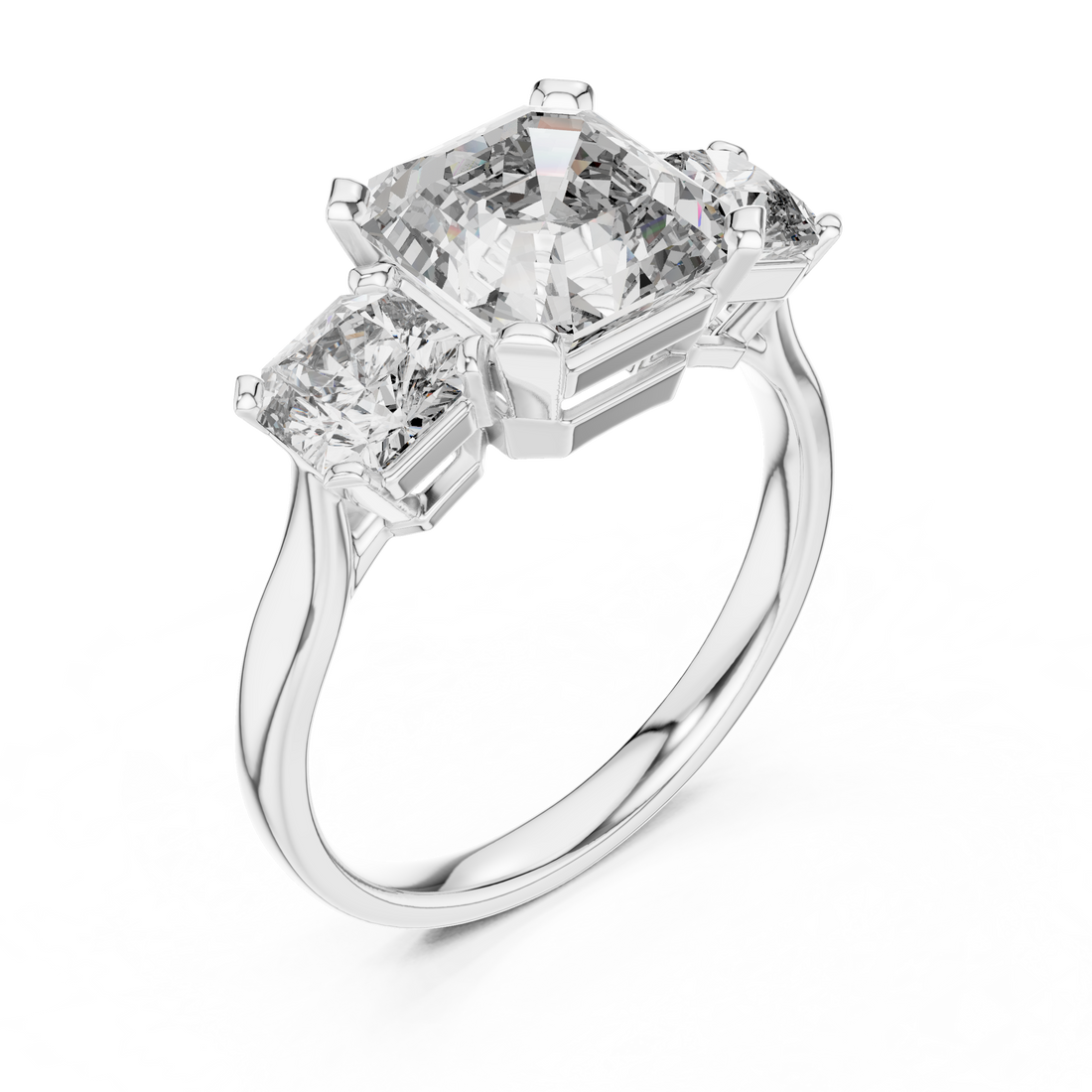 Princess Cut Three Stone Diamond Ring in Rose Gold