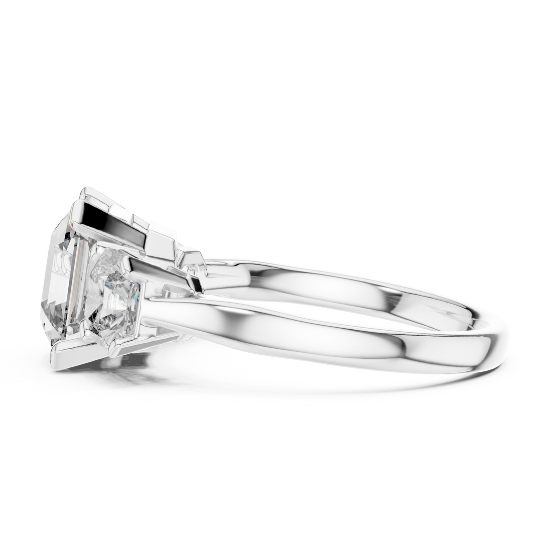 Princess Cut Three Stone Diamond Ring in Rose Gold