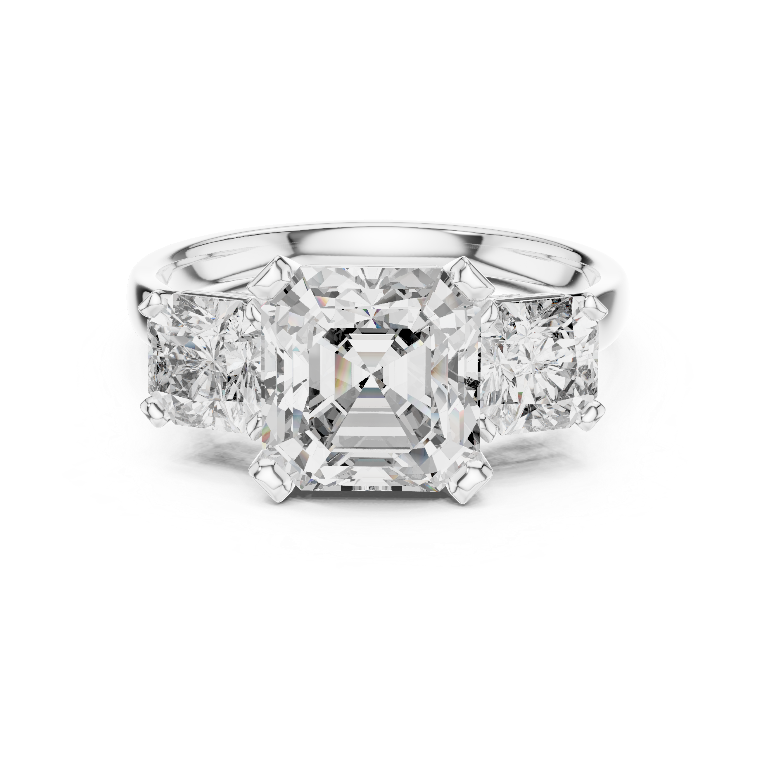 Princess Cut Three Stone Diamond Ring in Rose Gold