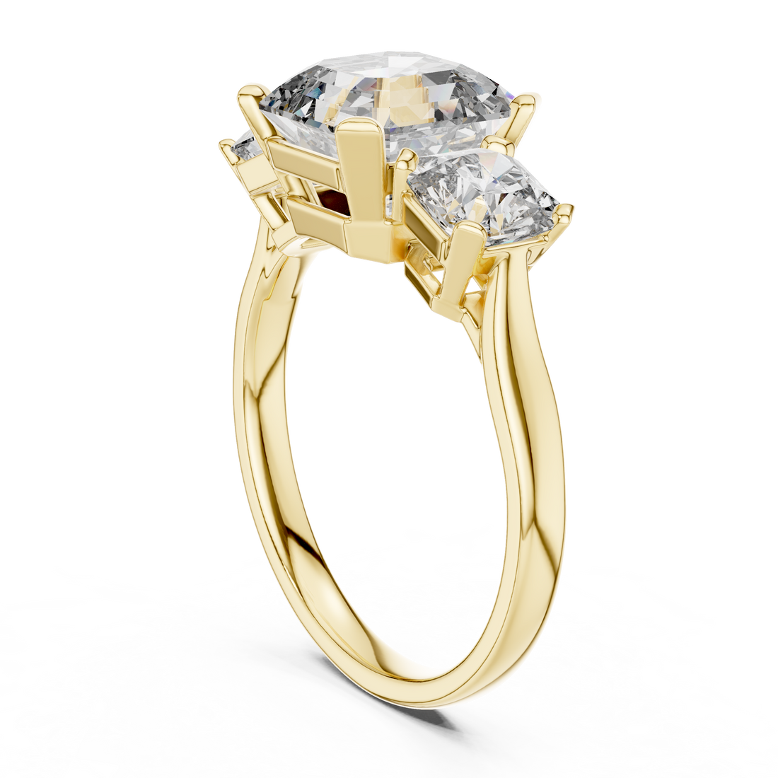 Princess Cut Three Stone Diamond Ring in Rose Gold