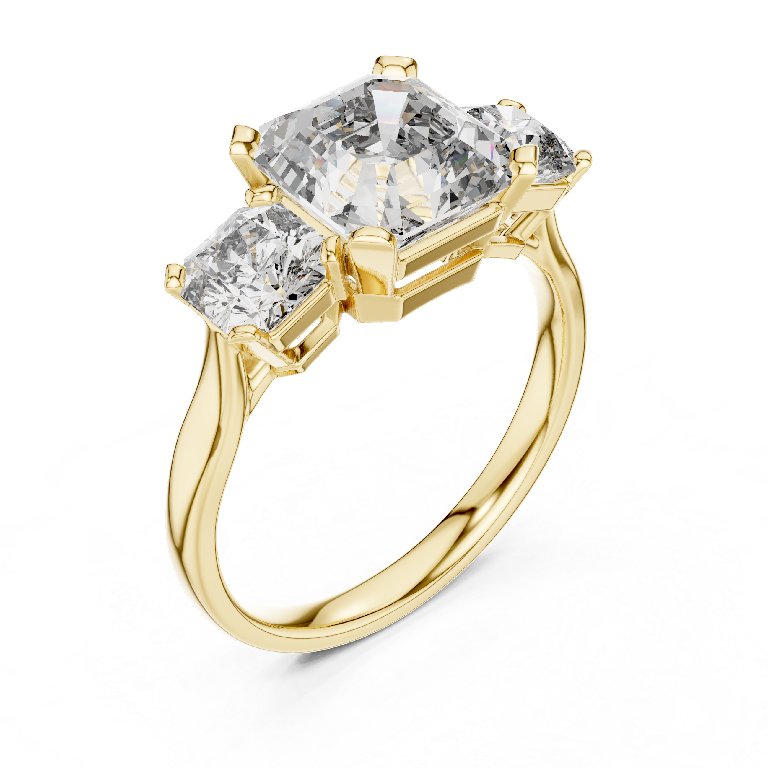 Princess Cut Three Stone Diamond Ring in Rose Gold