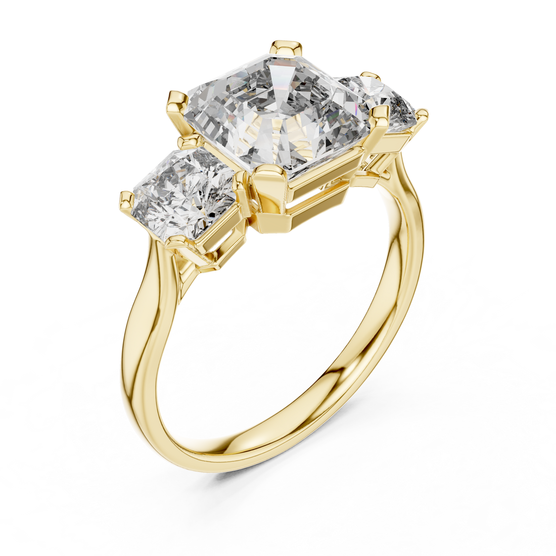 Princess Cut Three Stone Diamond Ring in Rose Gold