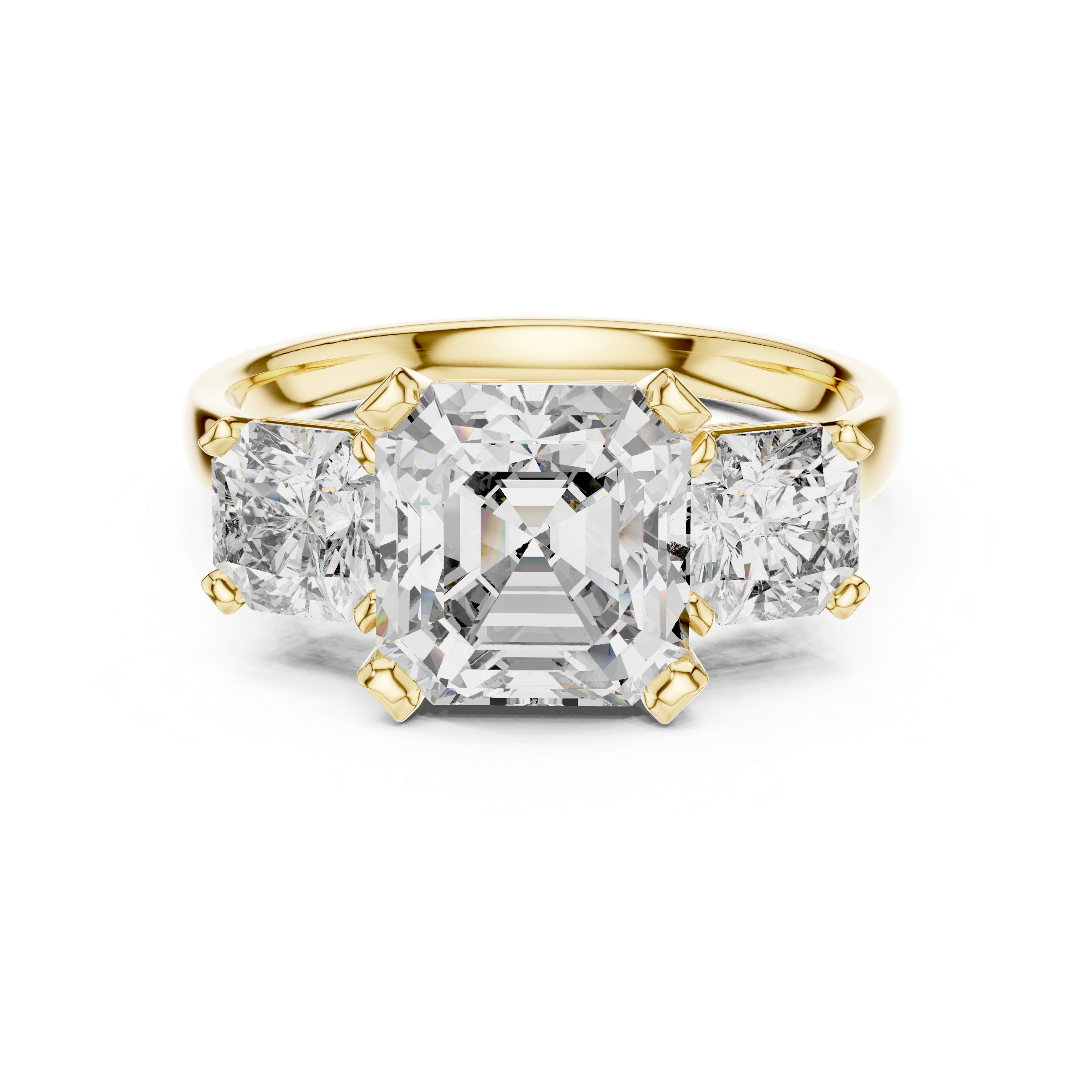 Princess Cut Three Stone Diamond Ring in Rose Gold
