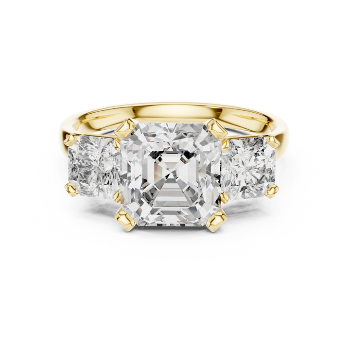 Princess Cut Three Stone Diamond Ring in Rose Gold