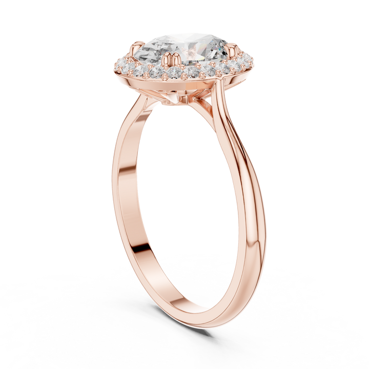 Elegant Oval Halo Diamond Ring in 14K/18K Gold – IGI Certified