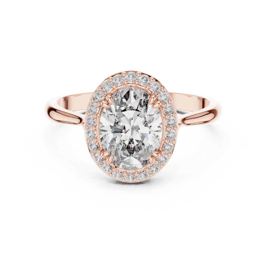Elegant Oval Halo Diamond Ring in 14K/18K Gold – IGI Certified