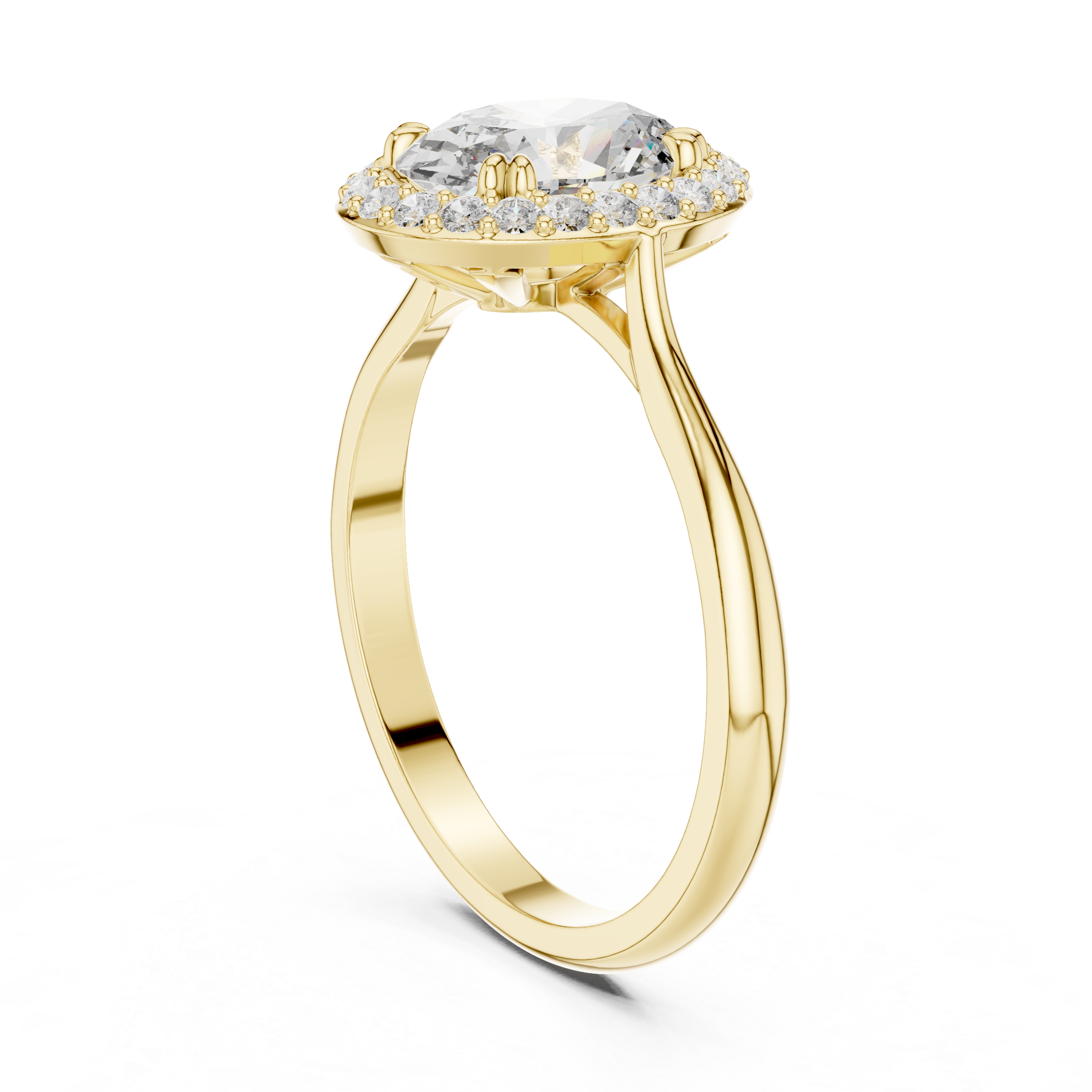 Elegant Oval Halo Diamond Ring in 14K/18K Gold – IGI Certified