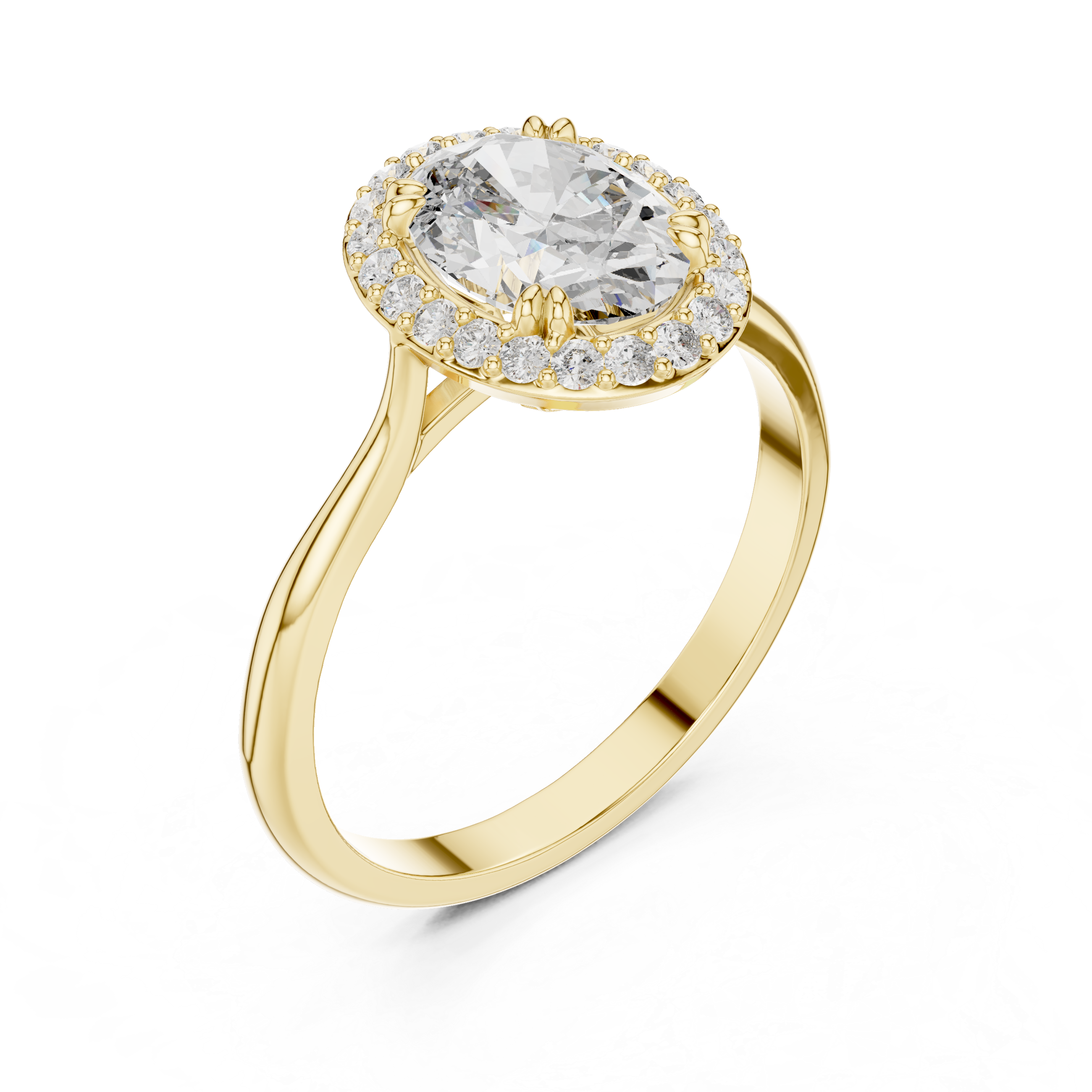 Elegant Oval Halo Diamond Ring in 14K/18K Gold – IGI Certified