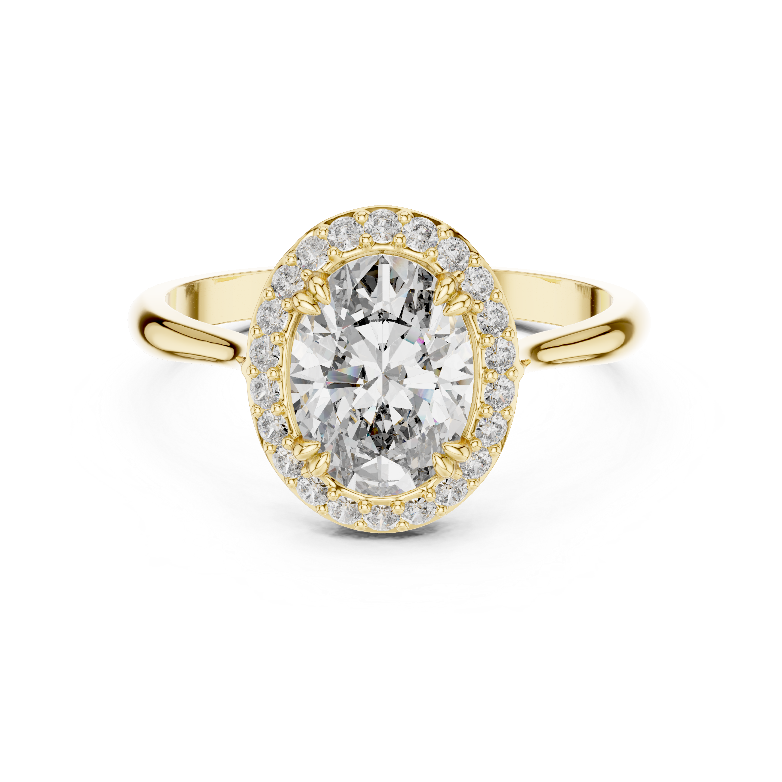 Elegant Oval Halo Diamond Ring in 14K/18K Gold – IGI Certified
