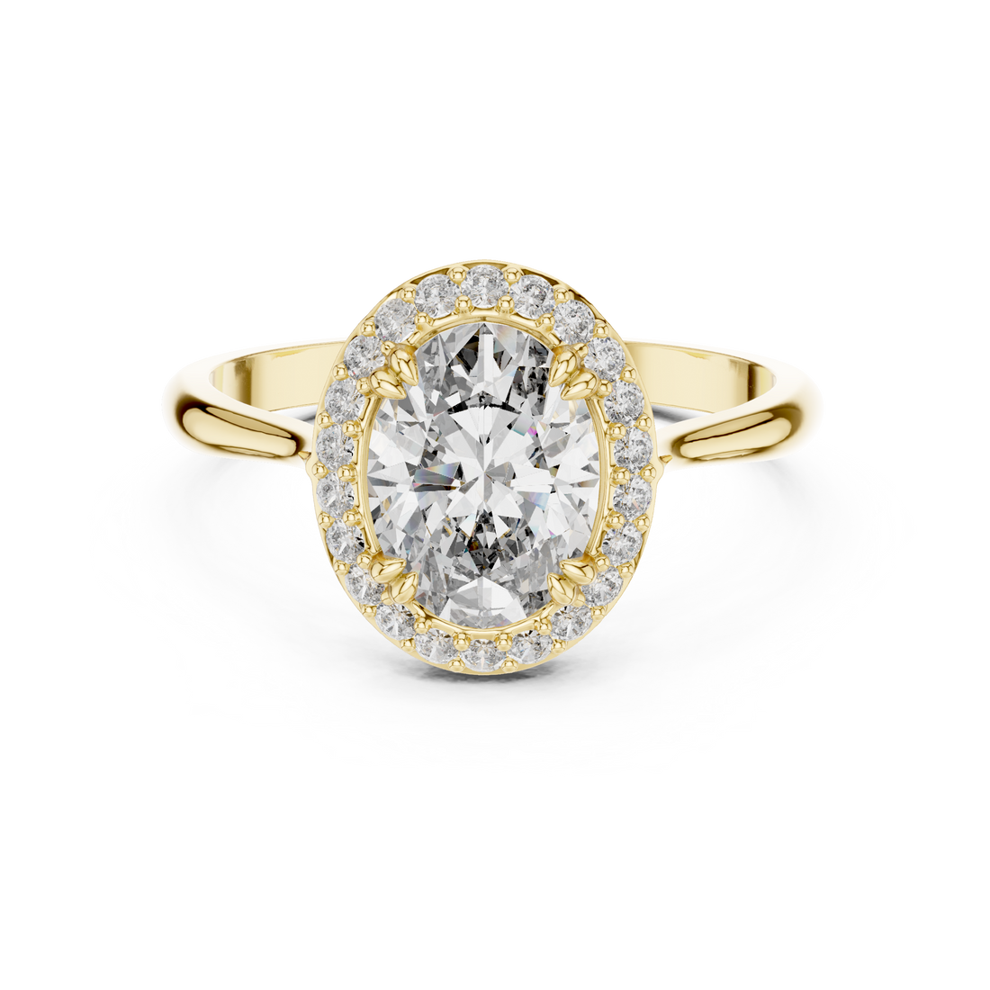Elegant Oval Halo Diamond Ring in 14K/18K Gold – IGI Certified