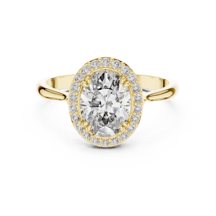 Elegant Oval Halo Diamond Ring in 14K/18K Gold – IGI Certified