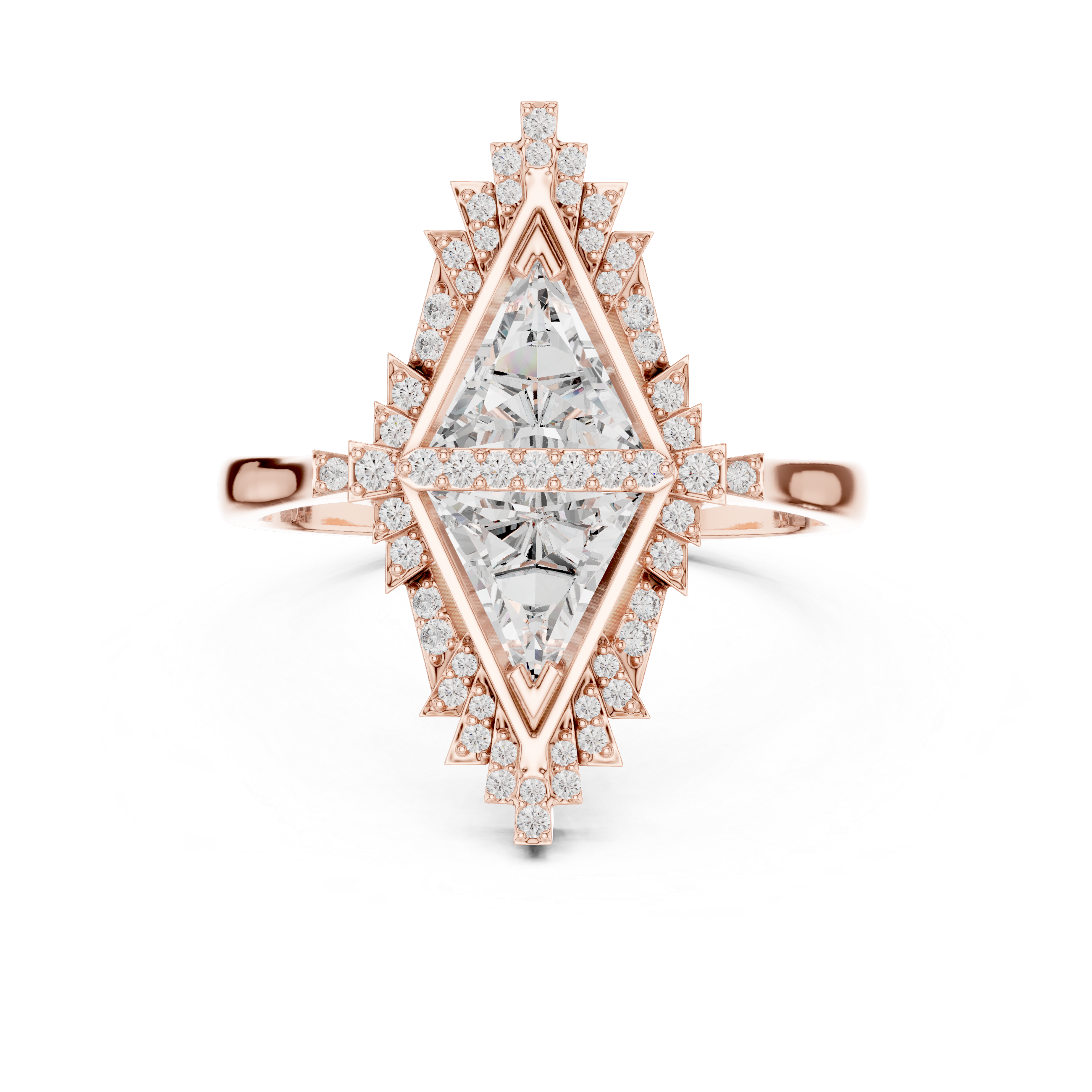 IGI Certified Lab-Grown Triangular Diamond Ring in 18K Rose Gold – Designer Statement Jewelry