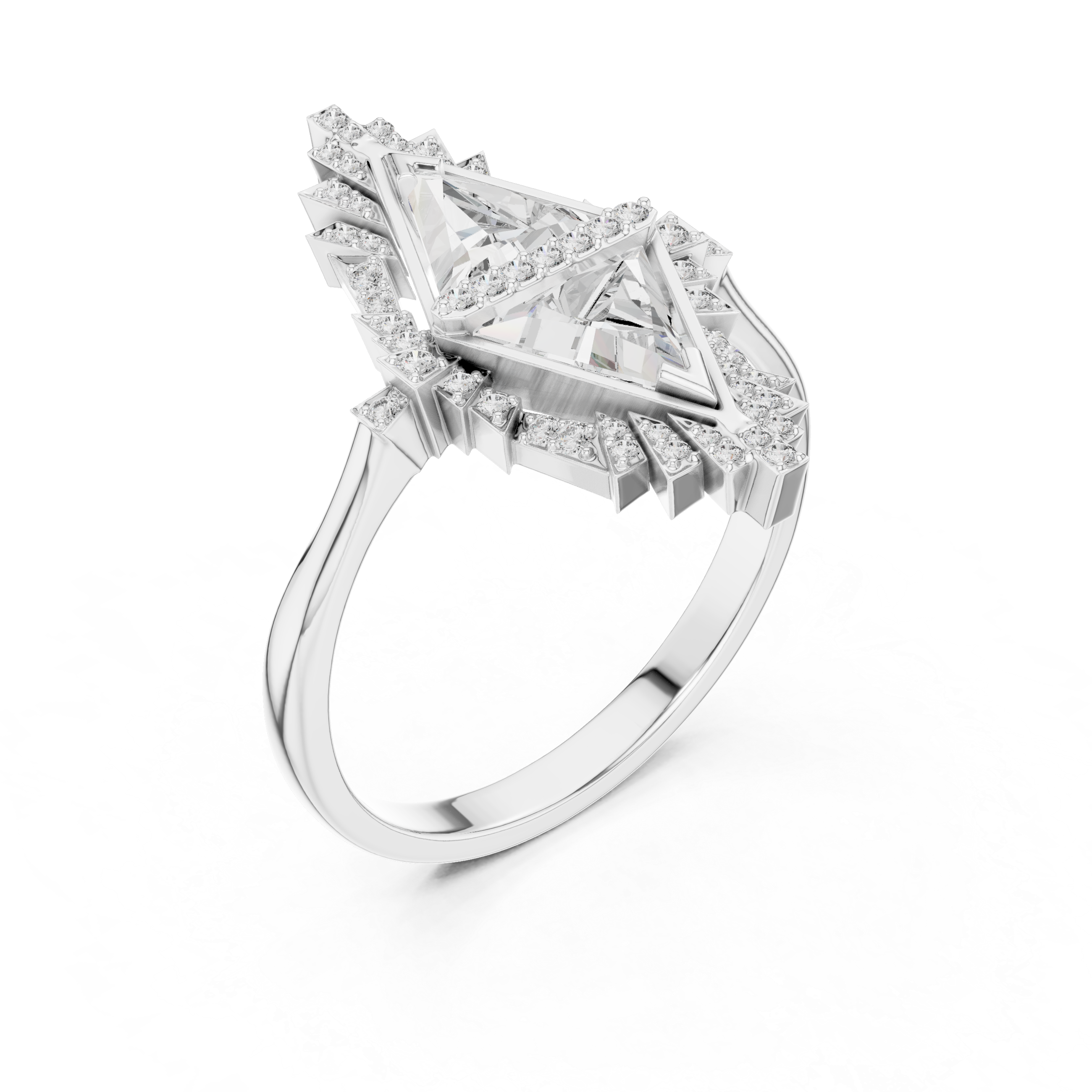 IGI Certified Lab-Grown Triangular Diamond Ring in 18K Rose Gold – Designer Statement Jewelry