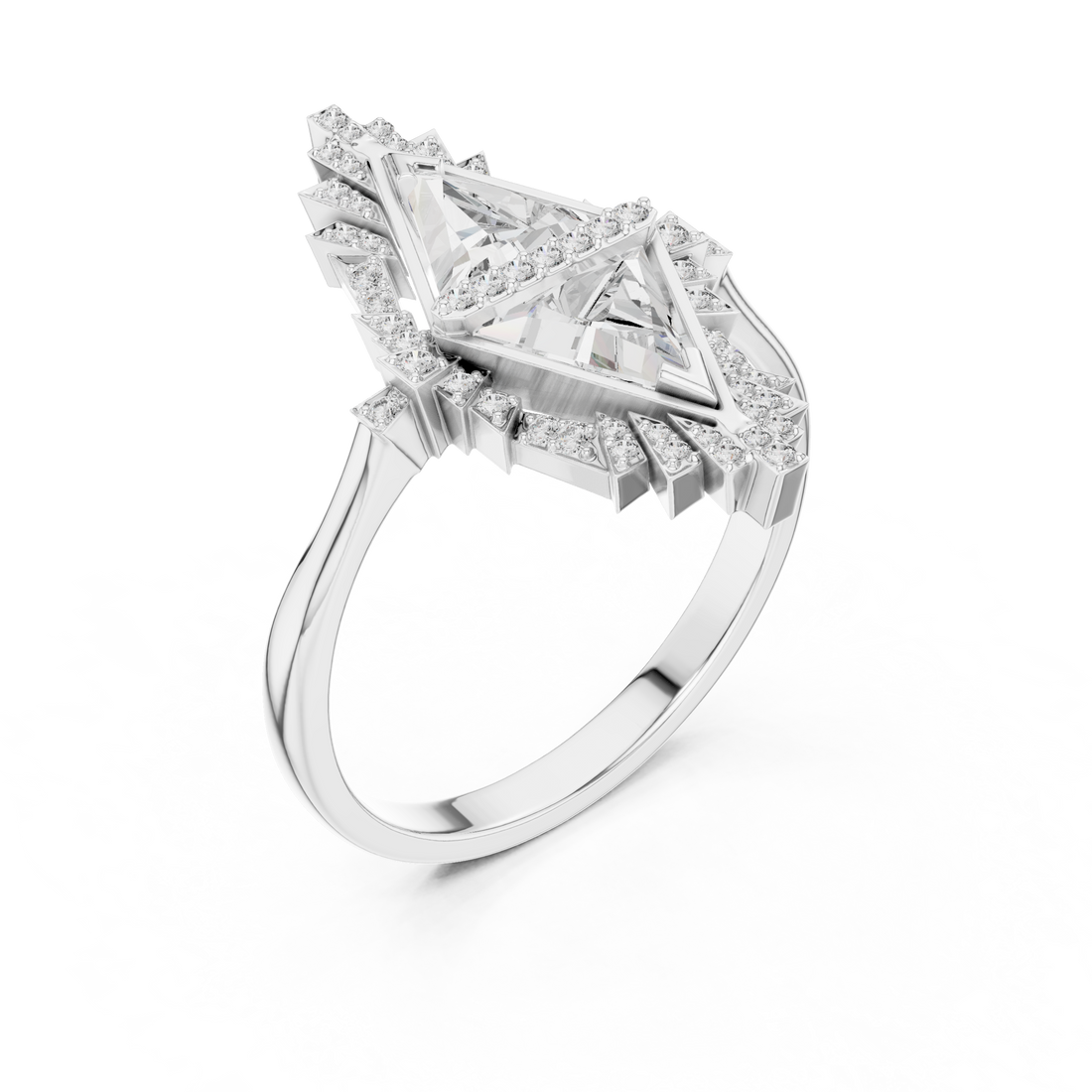 IGI Certified Lab-Grown Triangular Diamond Ring in 18K Rose Gold – Designer Statement Jewelry
