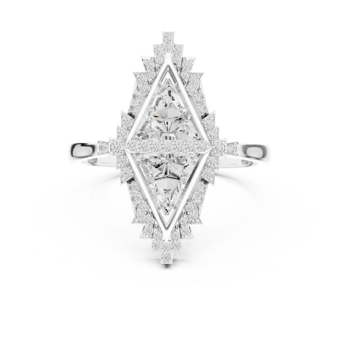 IGI Certified Lab-Grown Triangular Diamond Ring in 18K Rose Gold – Designer Statement Jewelry