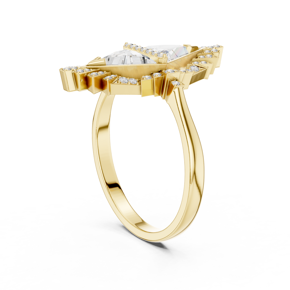 IGI Certified Lab-Grown Triangular Diamond Ring in 18K Rose Gold – Designer Statement Jewelry