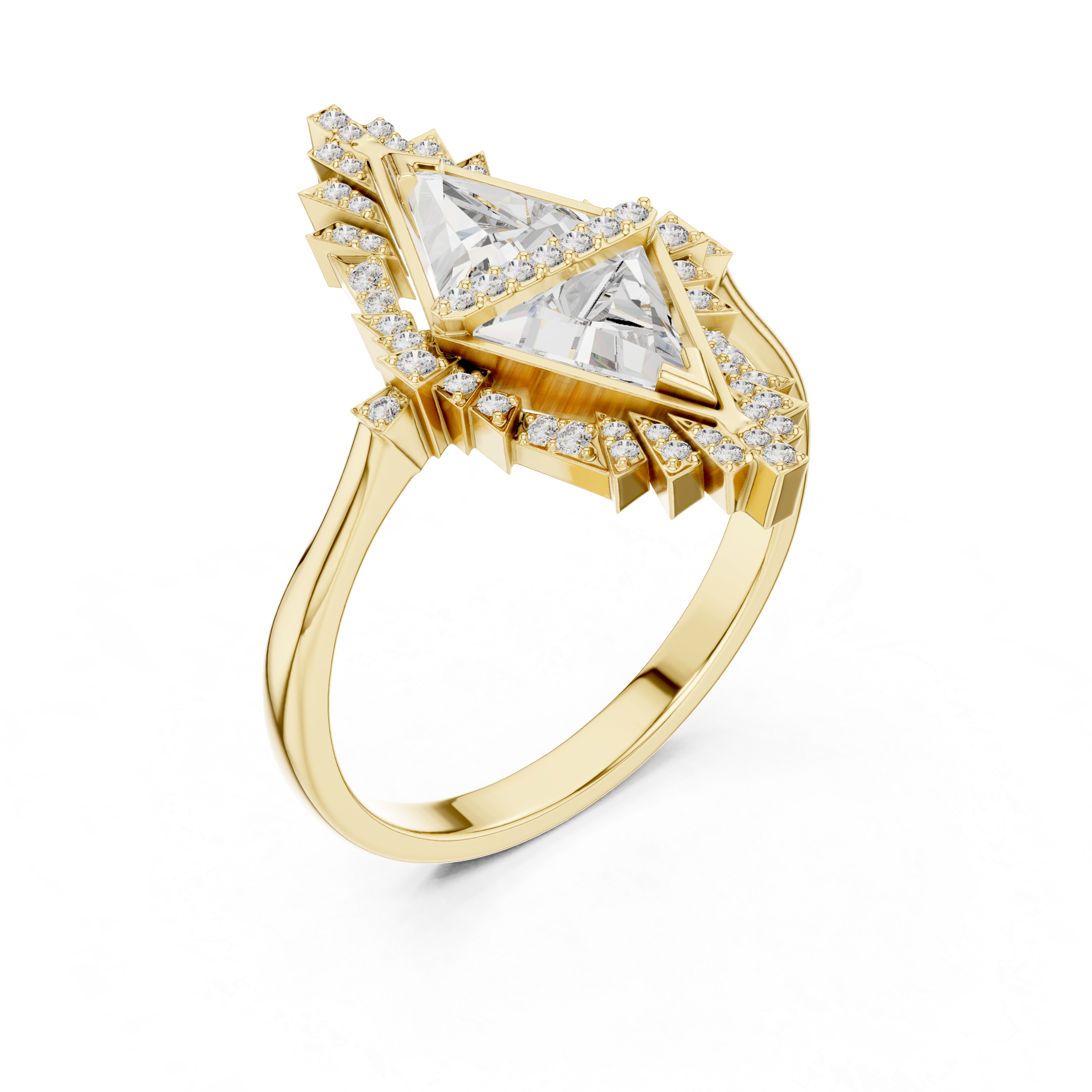 IGI Certified Lab-Grown Triangular Diamond Ring in 18K Rose Gold – Designer Statement Jewelry