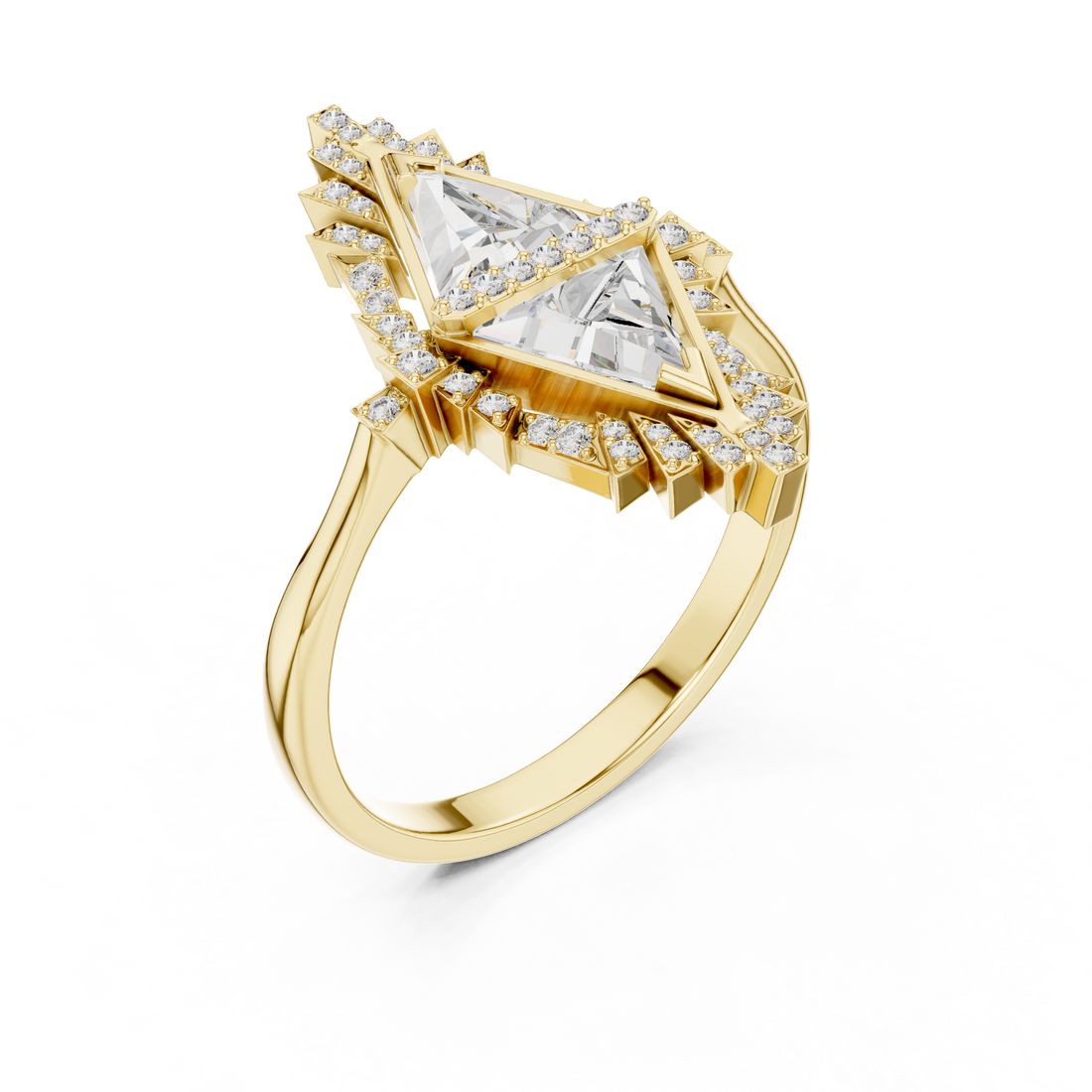 IGI Certified Lab-Grown Triangular Diamond Ring in 18K Rose Gold – Designer Statement Jewelry
