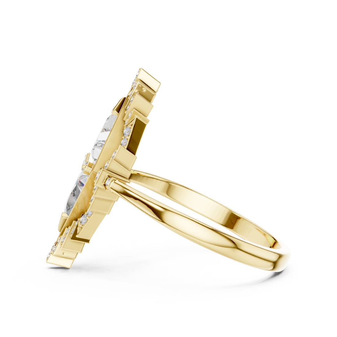 IGI Certified Lab-Grown Triangular Diamond Ring in 18K Rose Gold – Designer Statement Jewelry