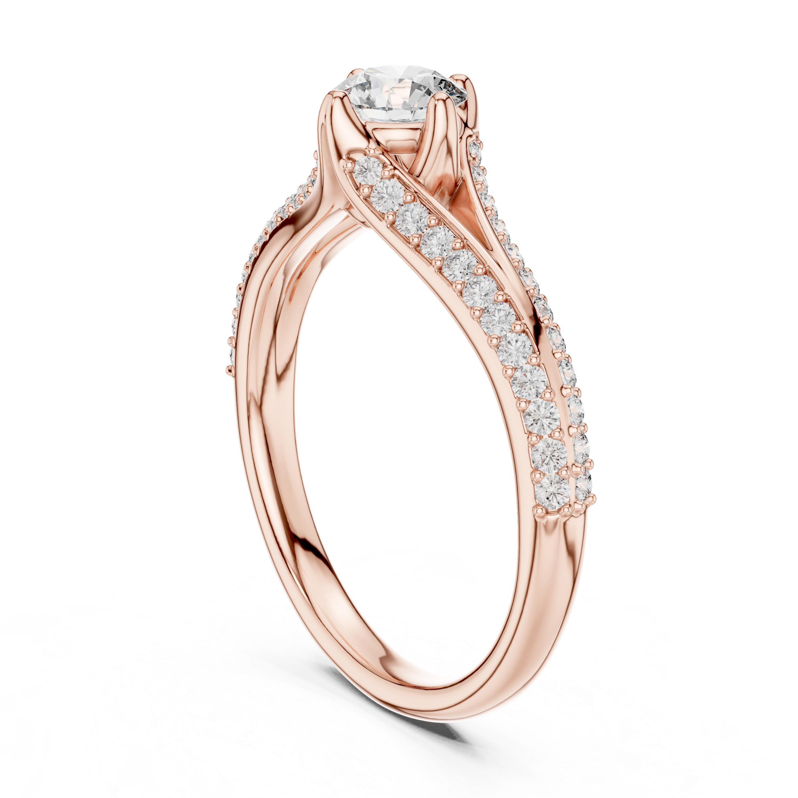 IGI Certified Rose Gold Criss-Cross Diamond Engagement Ring | Kiashaajewellery