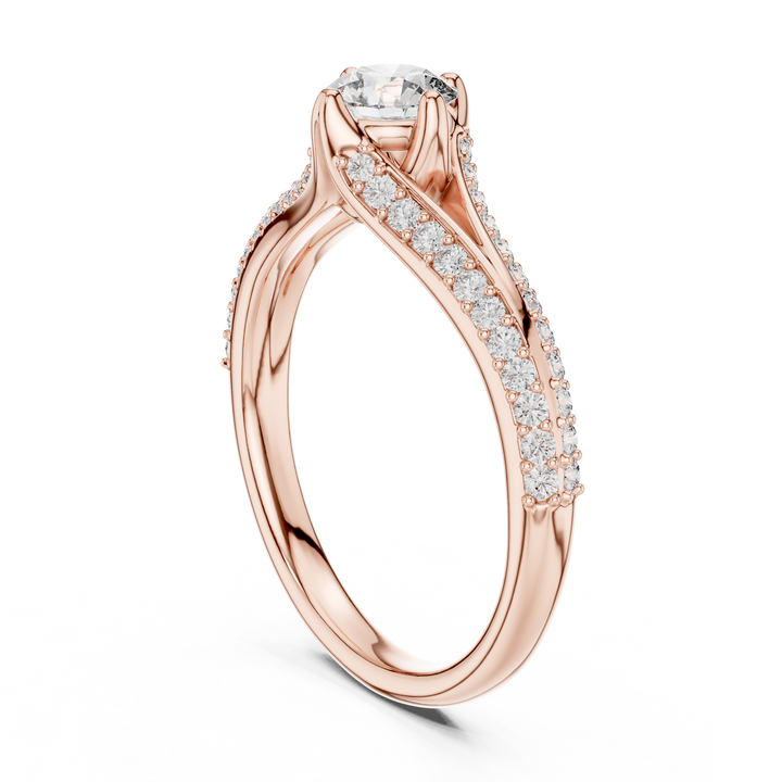 IGI Certified Rose Gold Criss-Cross Diamond Engagement Ring | Kiashaajewellery