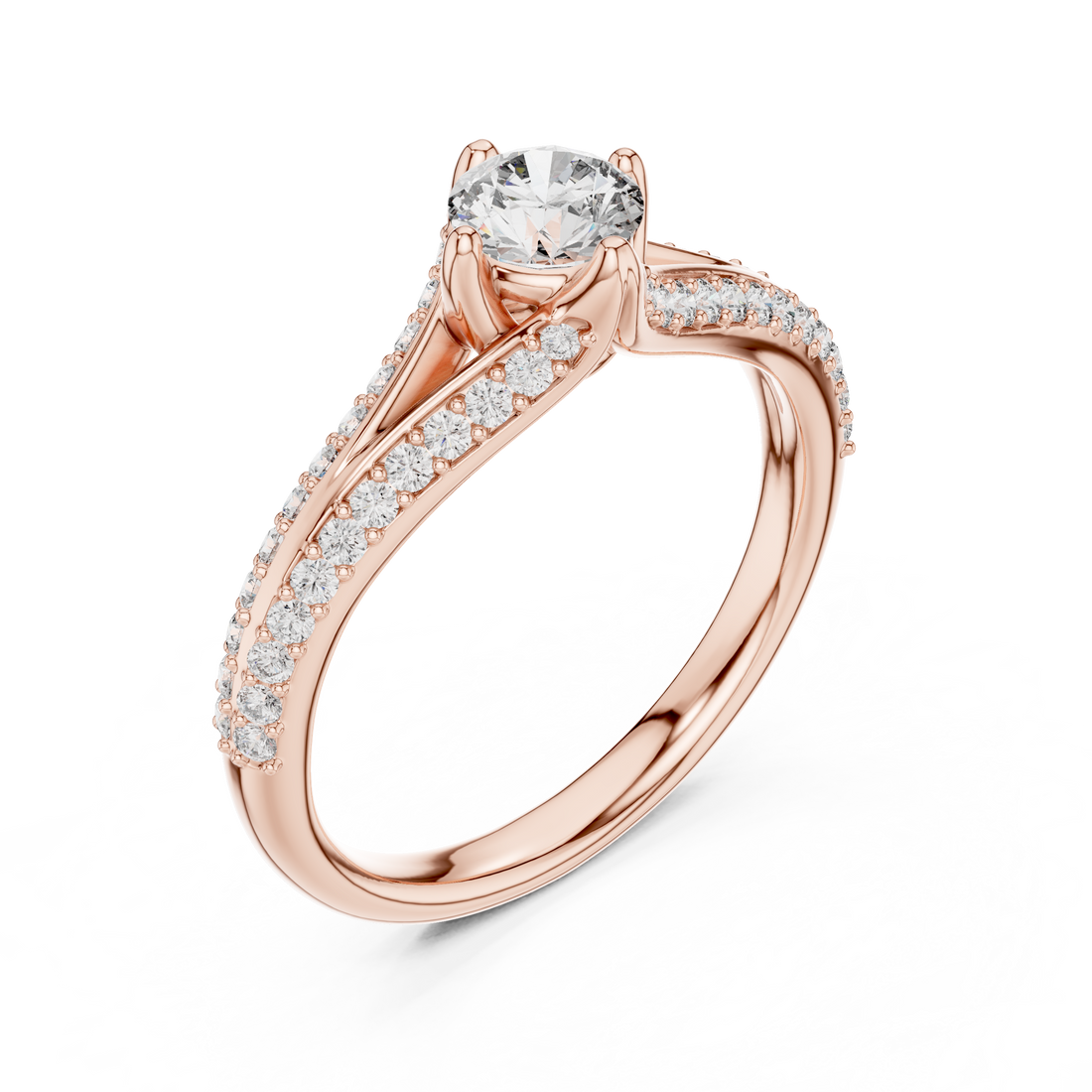 IGI Certified Rose Gold Criss-Cross Diamond Engagement Ring | Kiashaajewellery