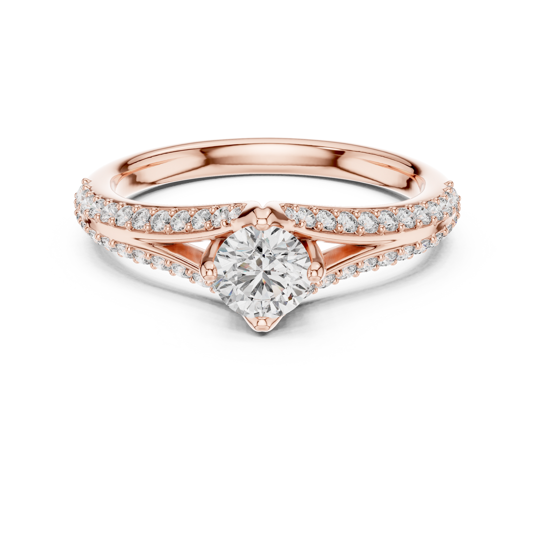 IGI Certified Rose Gold Criss-Cross Diamond Engagement Ring | Kiashaajewellery
