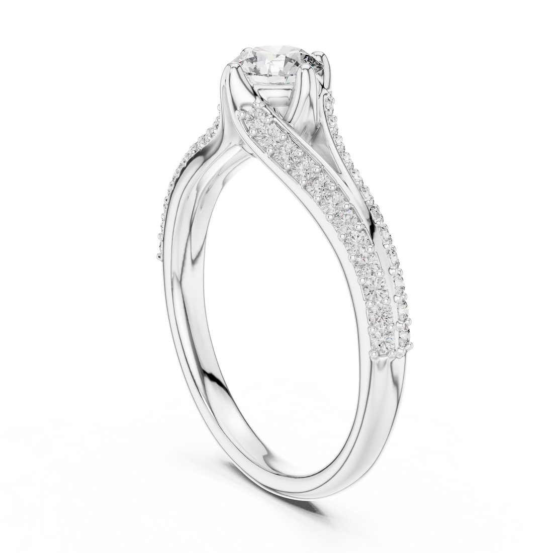 IGI Certified Rose Gold Criss-Cross Diamond Engagement Ring | Kiashaajewellery