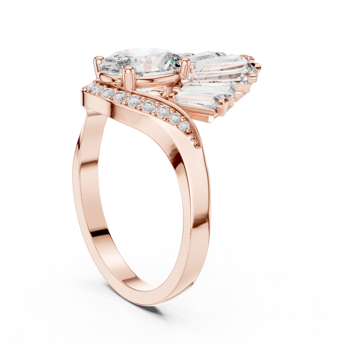 Radiant Fan Design Diamond Ring in 14K/18K Rose Gold