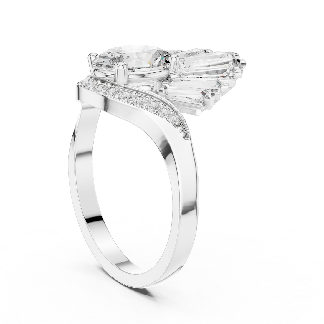 Radiant Fan Design Diamond Ring in 14K/18K Rose Gold
