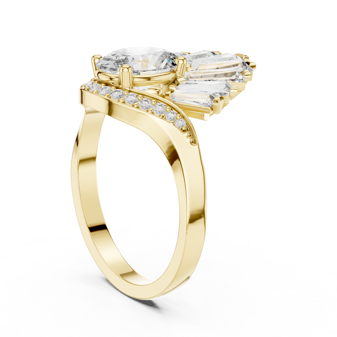 Radiant Fan Design Diamond Ring in 14K/18K Rose Gold