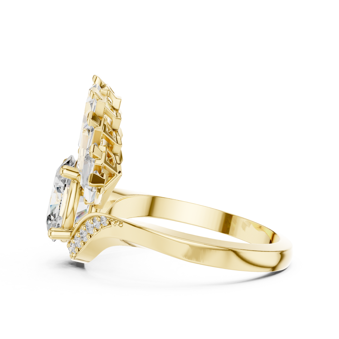 Radiant Fan Design Diamond Ring in 14K/18K Rose Gold