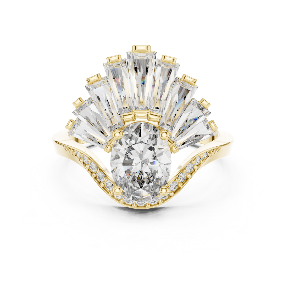 Radiant Fan Design Diamond Ring in 14K/18K Rose Gold