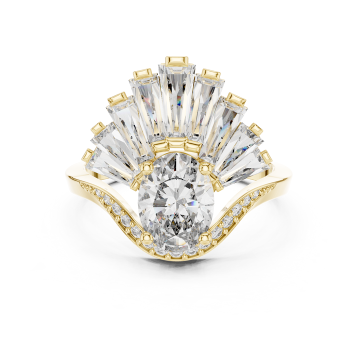 Radiant Fan Design Diamond Ring in 14K/18K Rose Gold