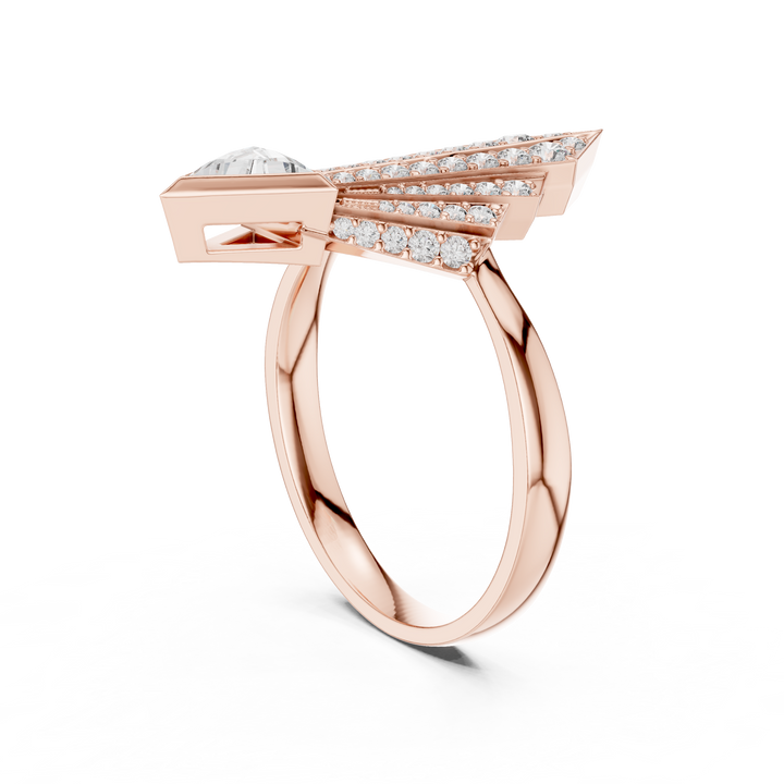 Art Deco Fan Diamond Ring in 14K/18K Rose Gold