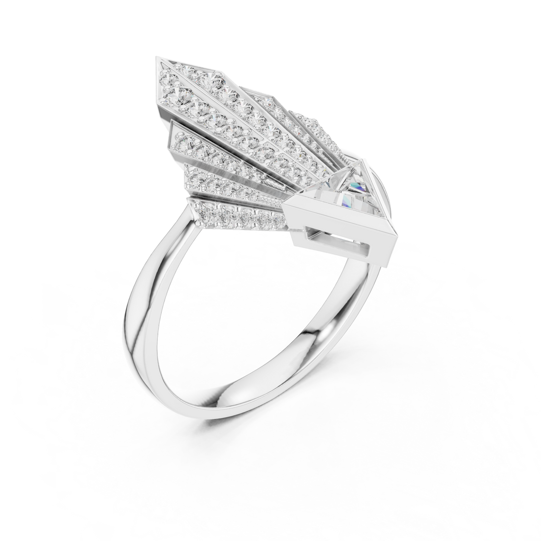 Art Deco Fan Diamond Ring in 14K/18K Rose Gold