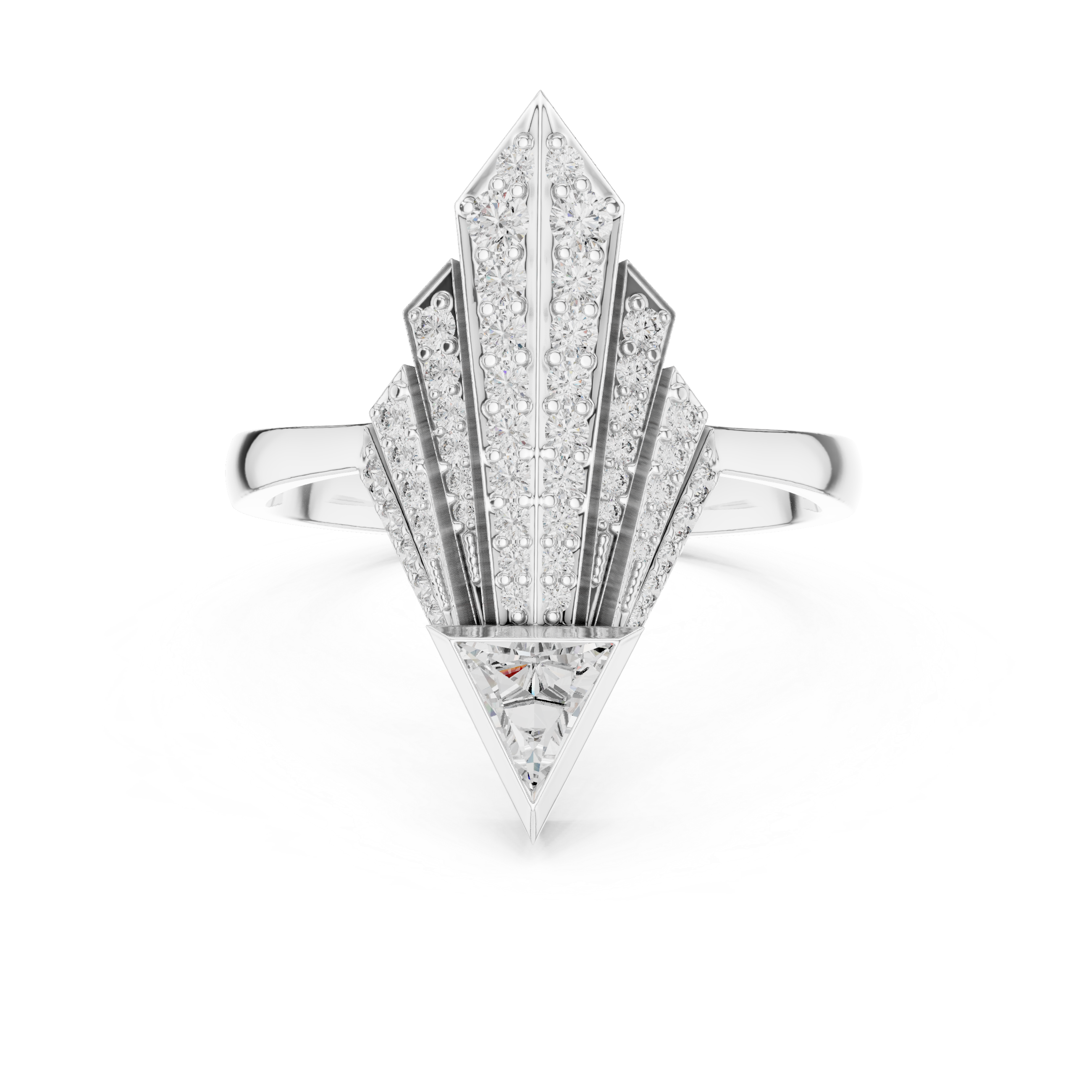 Art Deco Fan Diamond Ring in 14K/18K Rose Gold