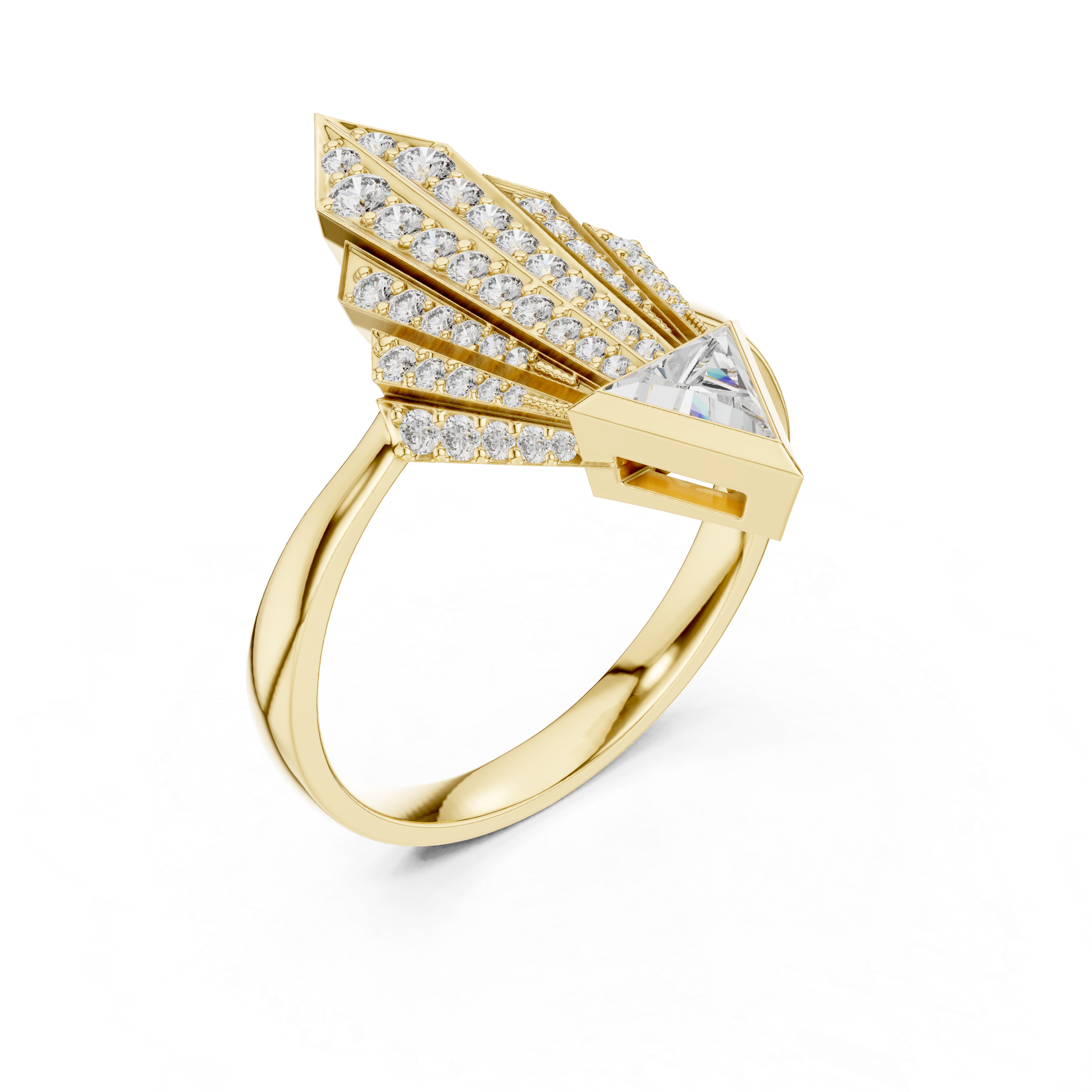 Art Deco Fan Diamond Ring in 14K/18K Rose Gold