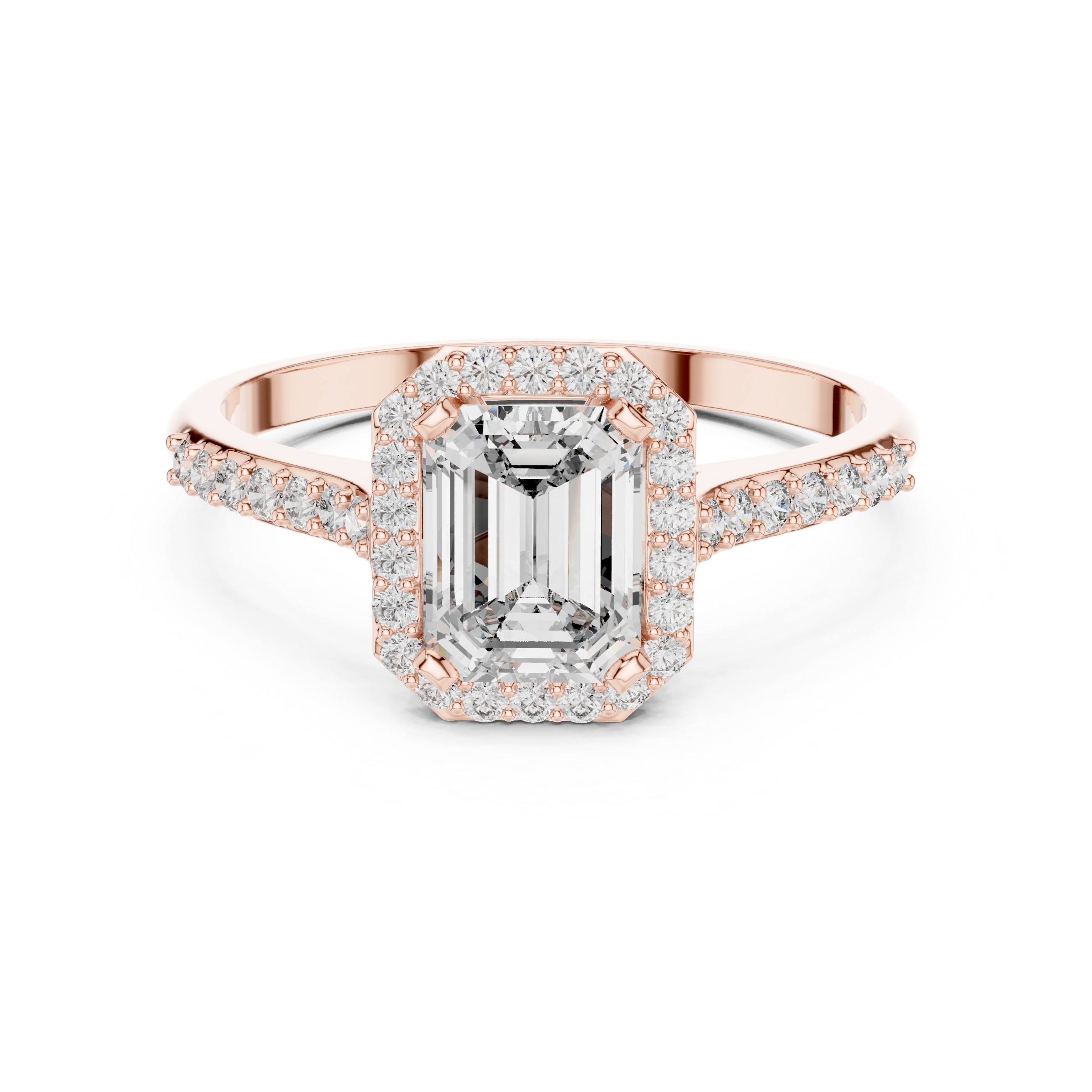 Emerald-Cut Diamond Halo Ring in 14K/18K Gold