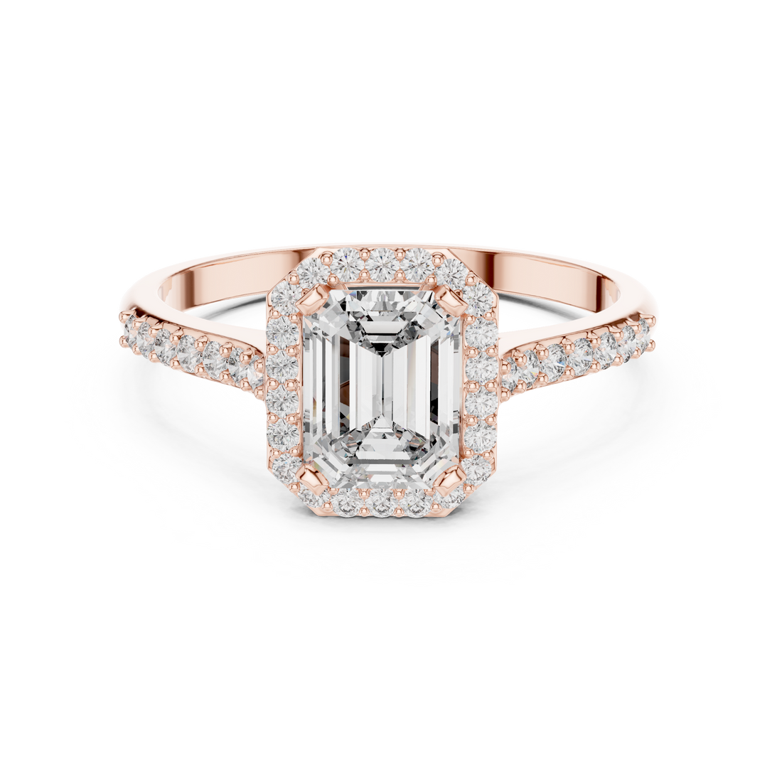 Emerald-Cut Diamond Halo Ring in 14K/18K Gold