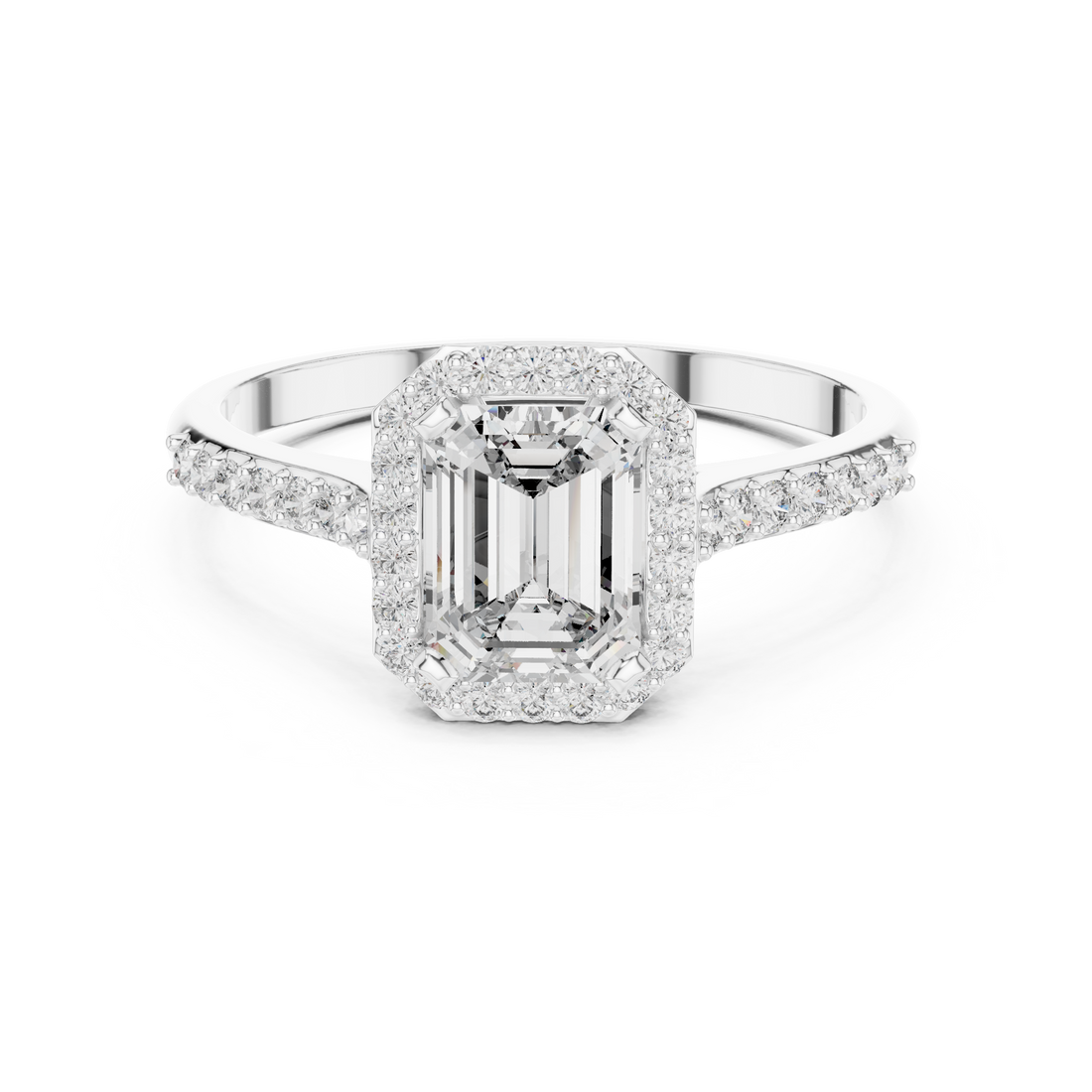 Emerald-Cut Diamond Halo Ring in 14K/18K Gold