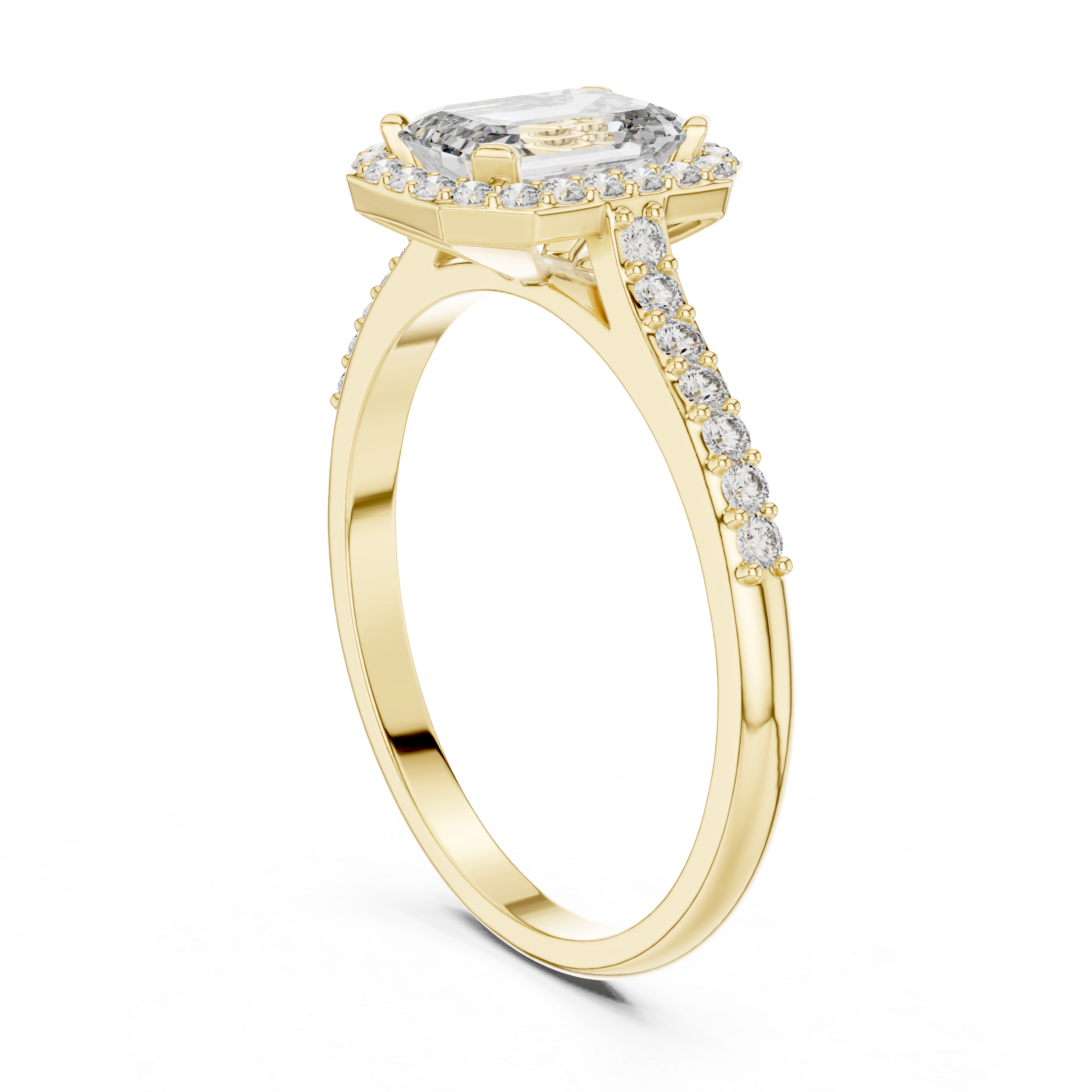 Emerald-Cut Diamond Halo Ring in 14K/18K Gold