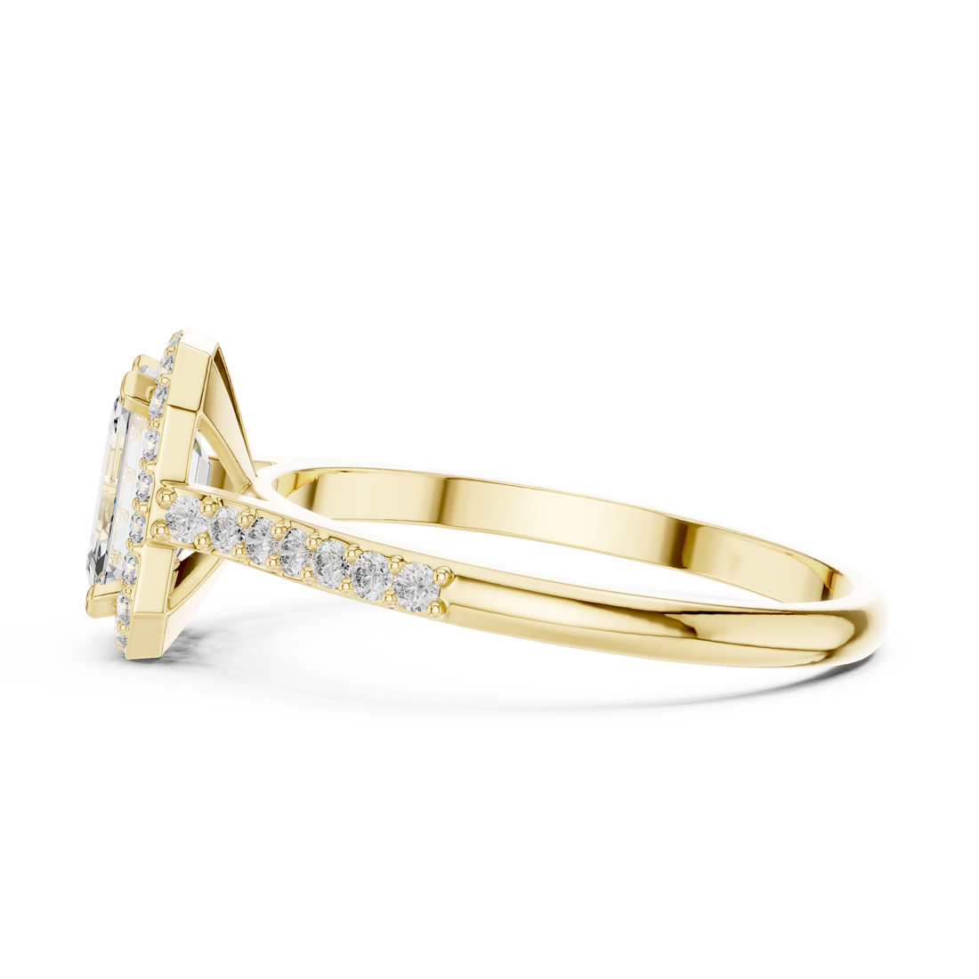 Emerald-Cut Diamond Halo Ring in 14K/18K Gold