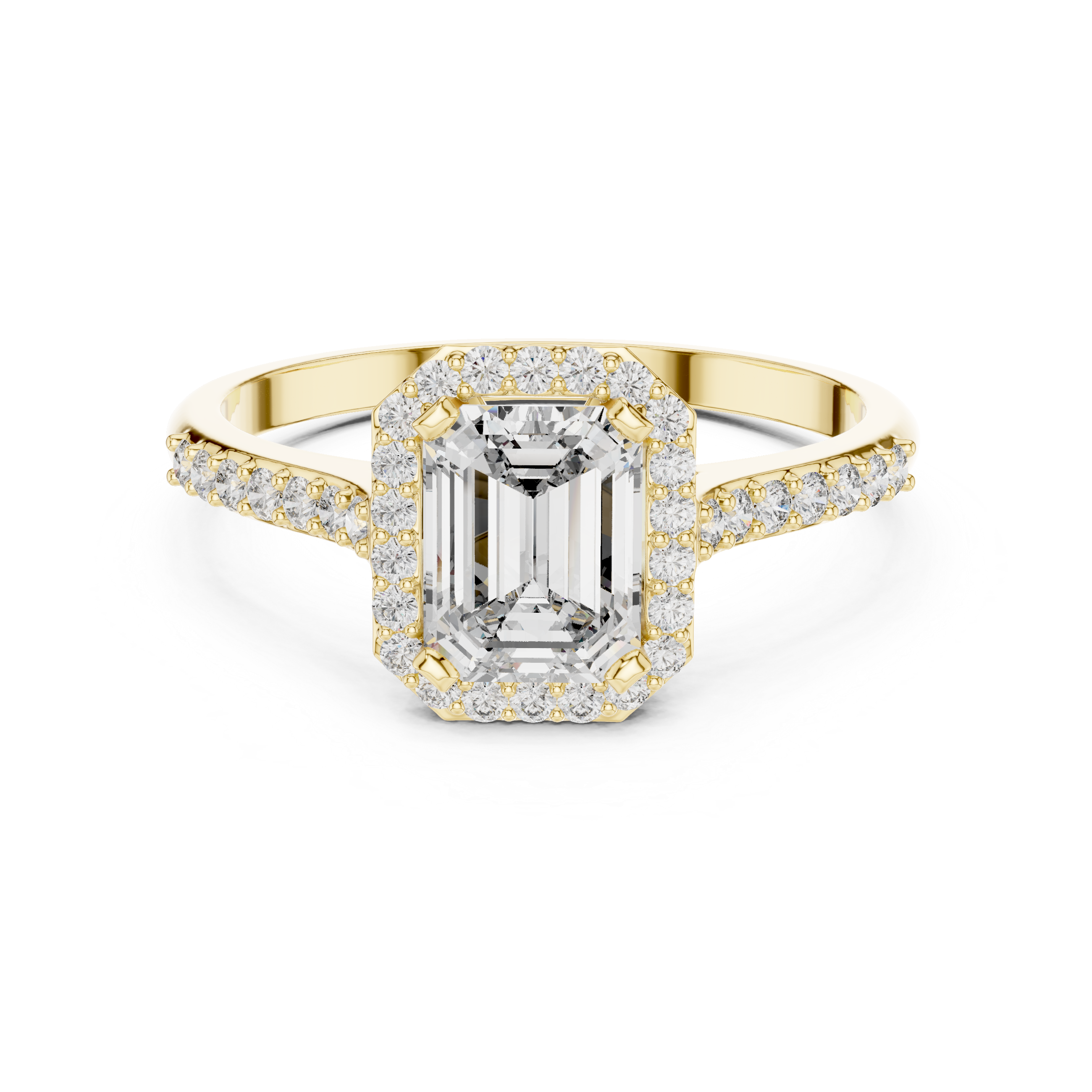 Emerald-Cut Diamond Halo Ring in 14K/18K Gold