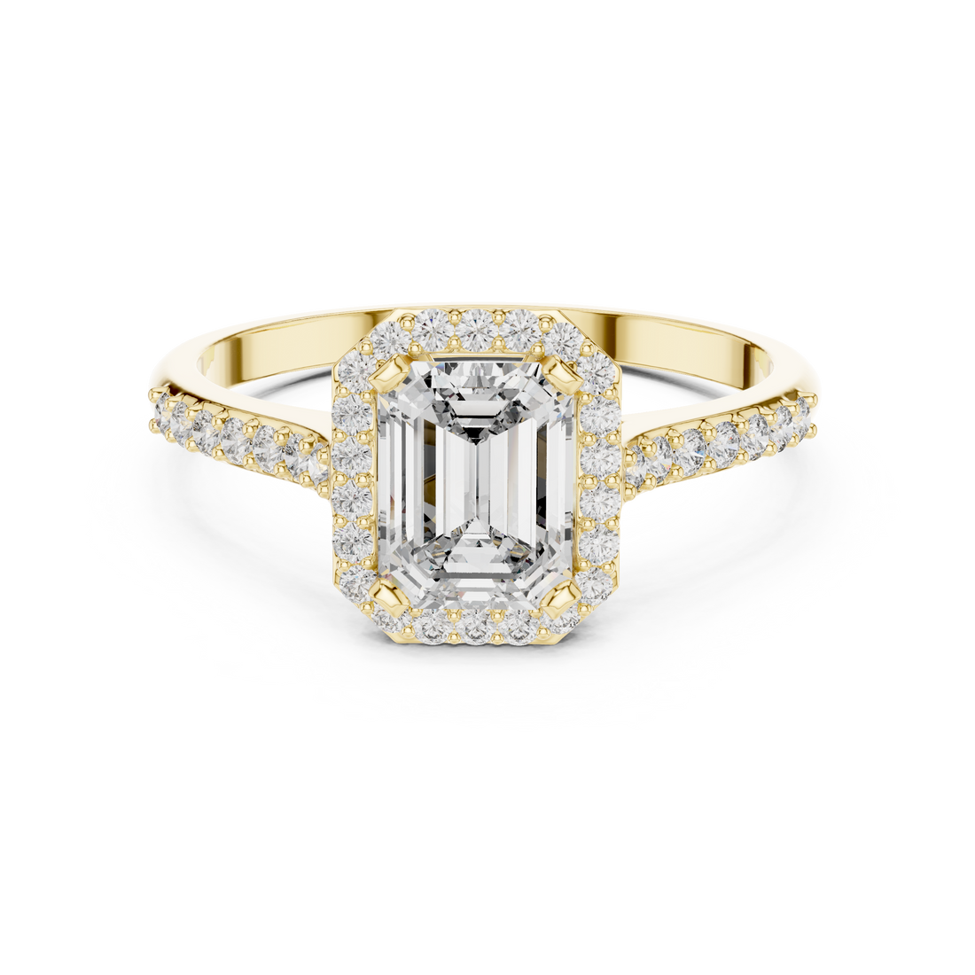 Emerald-Cut Diamond Halo Ring in 14K/18K Gold
