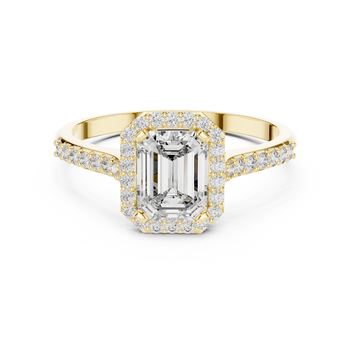 Emerald-Cut Diamond Halo Ring in 14K/18K Gold