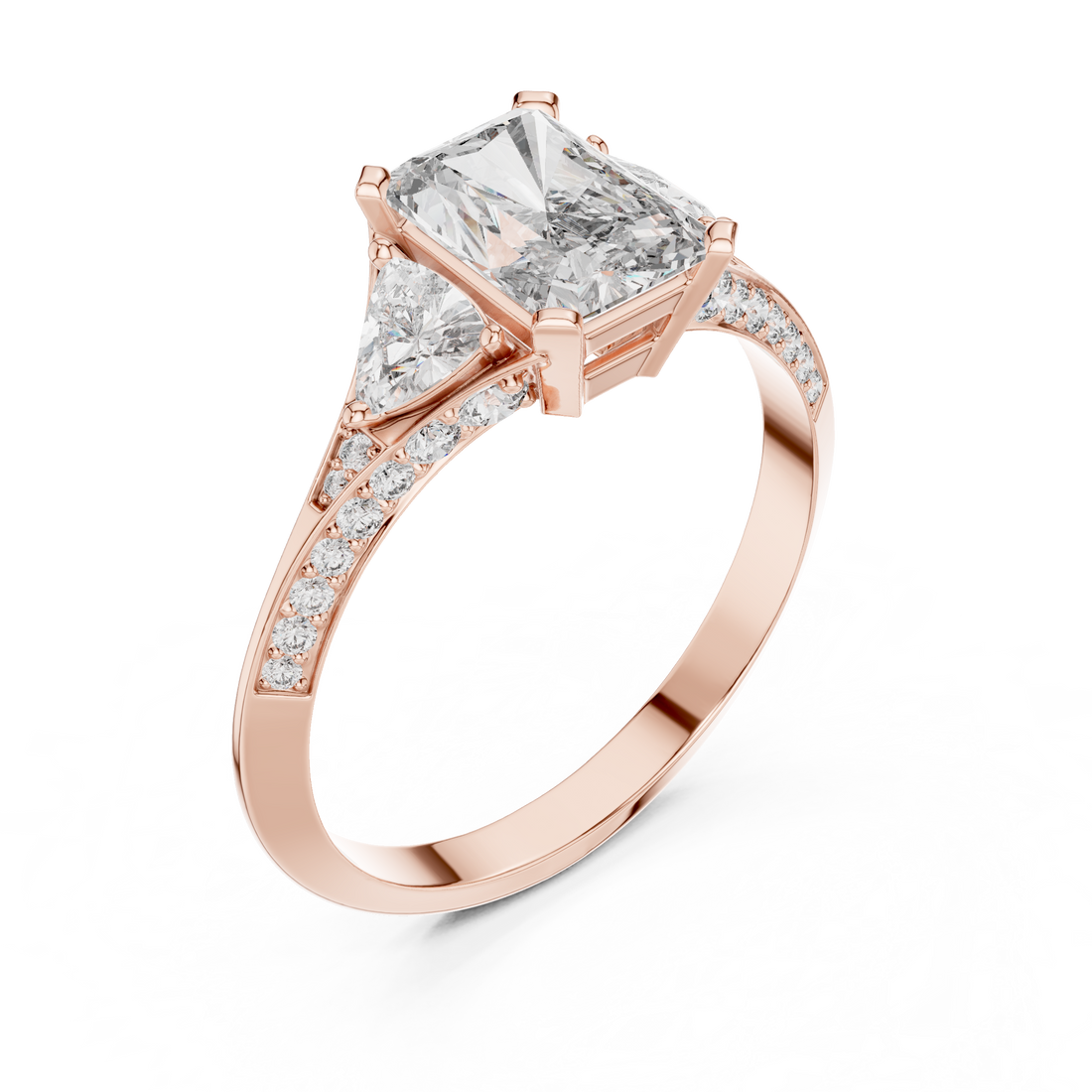 Rose Gold Solitaire Diamond Ring with Accent Diamonds