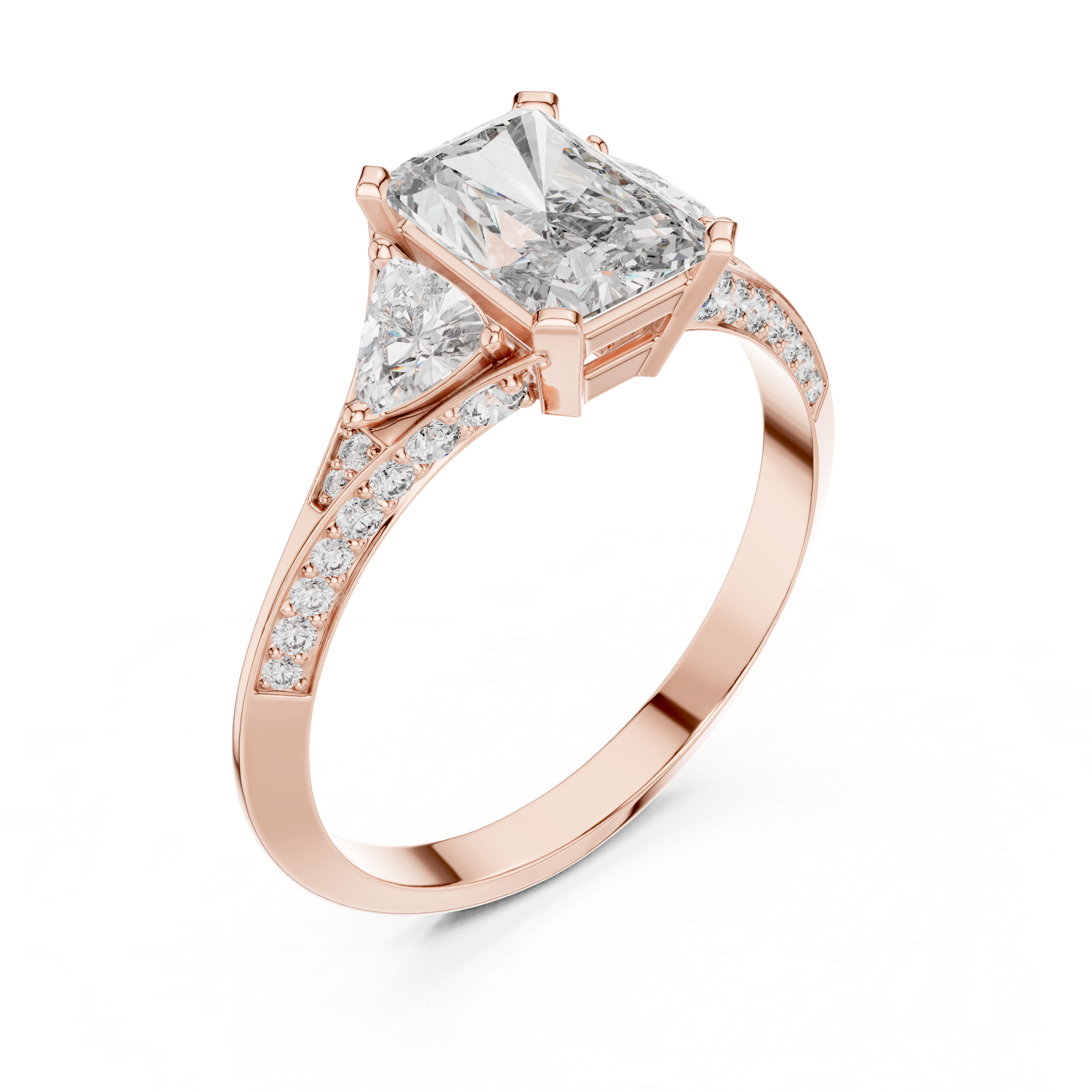 Radiant-Cut Diamond Three-Stone Engagement Ring in 14K/18K Gold
